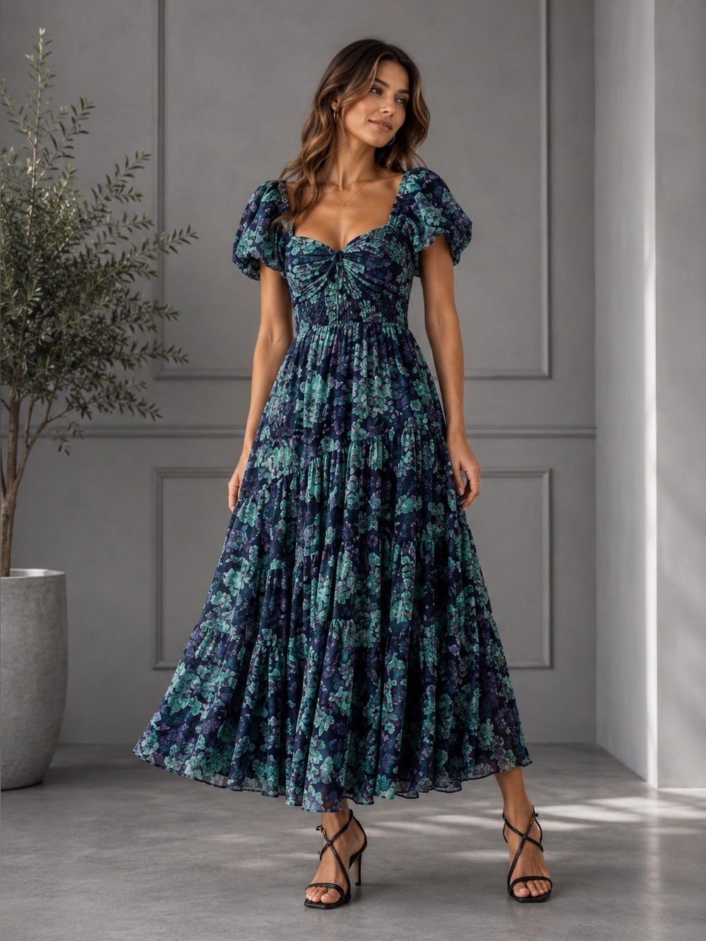 Free People sundrenched short sleeve maxi dress M B1650